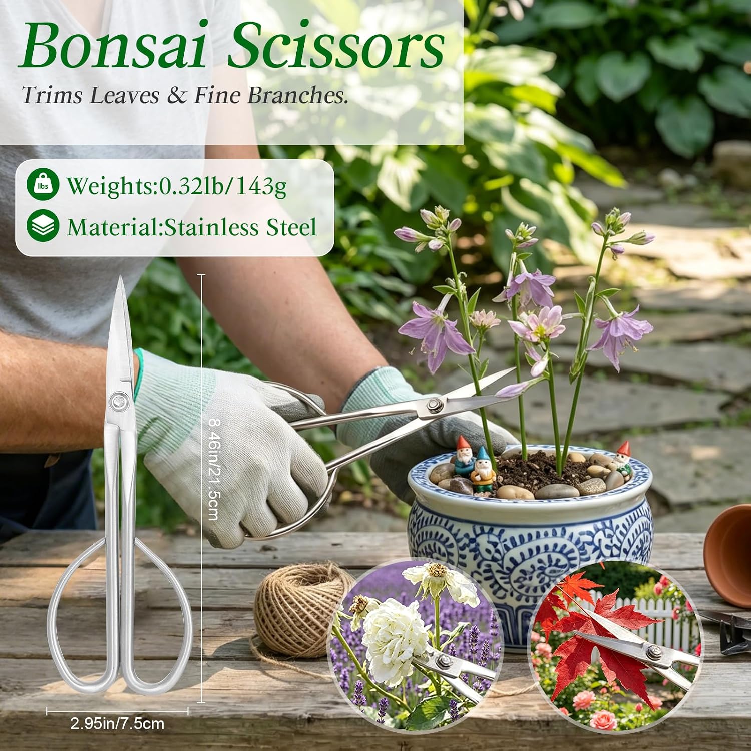 4 Piece Bonsai Tools Set, Knob Cutter,Concave Cutter,Plant Care,Root Hook | Bonsai Care Kit with Storage Bag, Stainless Steel, Ergonomic Non-Slip Handle, Lightweight, for Bonsai Succulents