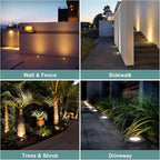 Gardencoin Low Voltage Landscape LED Well Lights, 12V in Ground Lights Outdoor IP67 Waterproof, 4.3 inch Wired Landscape Up Lighting, Included Replaceable 5W 2700K MR16 Bulb Dimmable, 12 Pack
