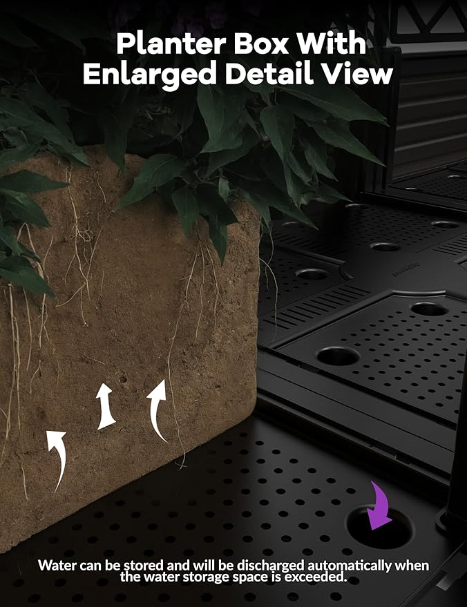 4 PCS Raised Garden Bed with Trellis,63" H Vertical Planter Box with Drainage Holes for Climbing Plants, Patio Privacy Screen & Balcony Garden