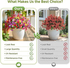 Alupssuc 24 Bundles Artificial Flowers for Outdoors Decoration, UV Resistant Silk Faux Daisy Flora Spring Fake Plastic Plants Greenery for Outside Indoor Yard Home Porch Window Box Decor, Mix 6 Colors