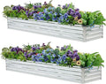 2 Pack 6x1.5x1FT Galvanized Raised Garden Bed Kit, Outdoor Metal Planter Box for Vegetables, Bottomless Rectangular Gardening Bed with Support Rods, Tool-Free Assembly, Silver