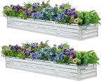 2 Pack 6x1.5x1FT Galvanized Raised Garden Bed Kit, Outdoor Metal Planter Box for Vegetables, Bottomless Rectangular Gardening Bed with Support Rods, Tool-Free Assembly, Silver