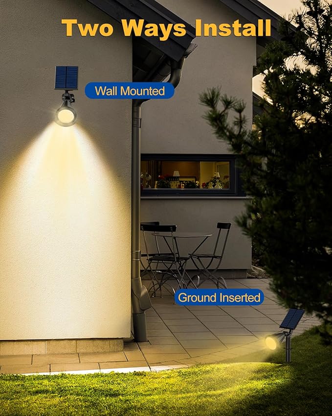 Solar Spot Lights Outdoor, 10 Pack Outdoor Solar Lights for Yard, 4 Lighting Mode Solar Landscape Spotlights with Auto On/Off, 2-in-1 Waterproof Wall Lights for Garden, Walkway (Warm White)
