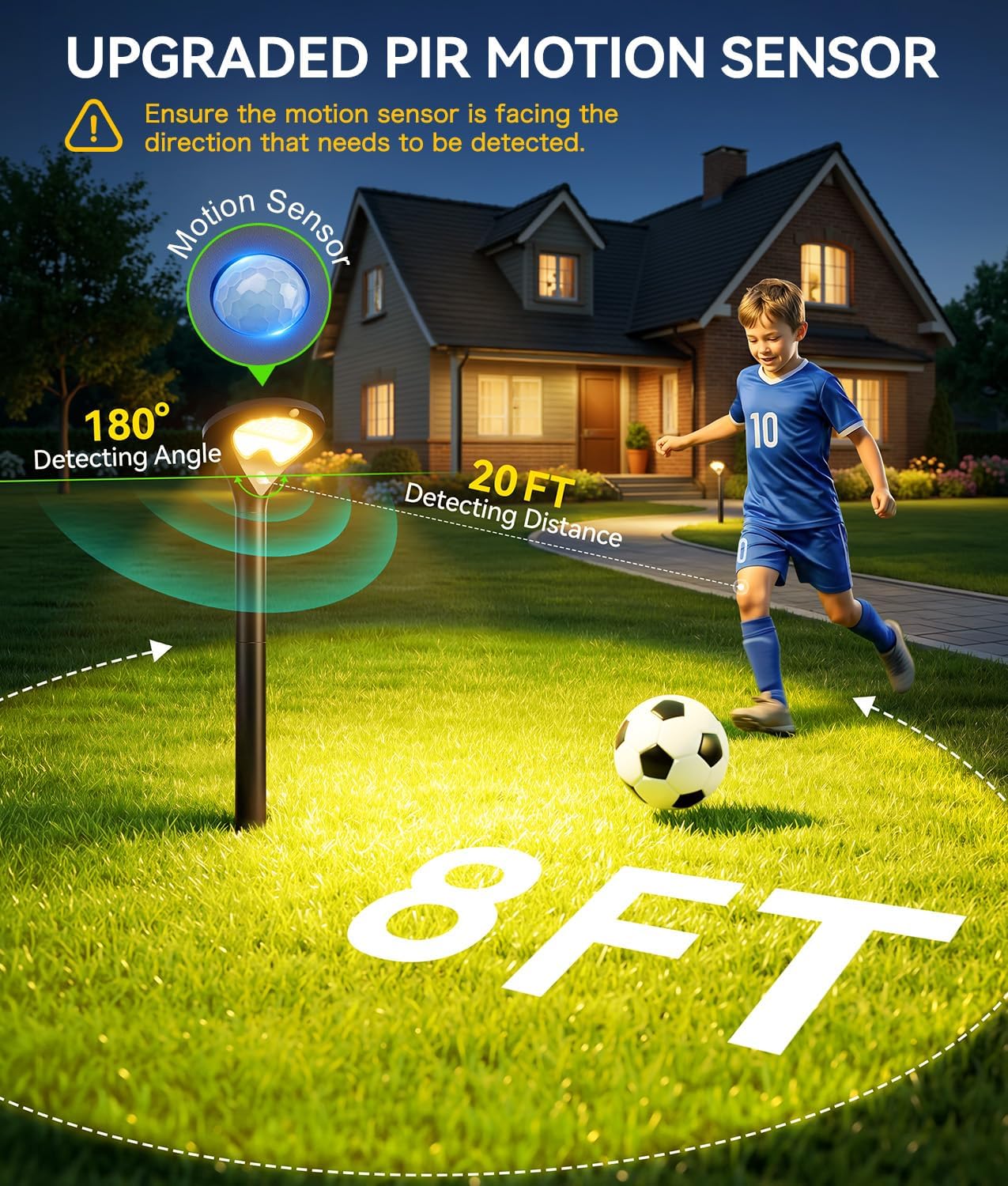 Solar Pathway Lights Outdoor with Motion Sensor, 6 Pack Security Solar Garden Lights, 400LM Bright LEDs, Larger Glass Panel, 3 Modes Waterproof Path Lights for Yard Patio Walkway Driveway