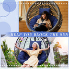 Tudomro Navy Blue Egg Chair Cushion Hanging Basket Chair Replacement 45x45 Hammock Basket Swing Waterproof Cushion Hanging Swing Pads with Headrest for Indoor Outdoor Porch Backyard Patio Garden