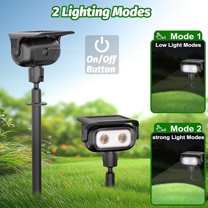 Nreonrick Solar Spot Lights 360° Adjustable Solar Lights Outdoor IP65 Waterproof with 2-in-1 Solar Powered Spotlights for Landscape Lighting for Garden, Yard, Pathway (Cool White, 4 Pack)