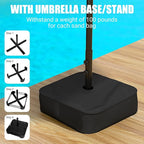 LEVELEVE 14FT Large Patio Patio Umbrella with Base & Solar LED Lights - Double-Sided,Blue