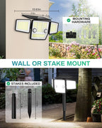 Solar Lights Outdoor, In-Ground or Wall Mount, 180° PIR Motion Sensor, 236 LED 2500 Lumens 360° Illumination Solar Security Flood Light, Dusk to Dawn, 3 Modes, IP65 Waterproof, 4 Pack