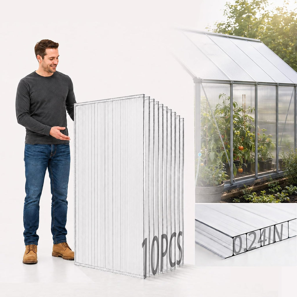 sinimaka 10-pack polycarbonate greenhouse panels, 4 x 2, main product view