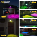 Ensenior Solar Spotlights Outdoor RGB, 7+1 Color Changing Mode Outdoor Landscape Lighting, IP65 Waterproof, Automatic ON/Off Solar Powered Spotlight, Halloween Christmas Decorations (6-Pack)