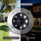 LYHOPE Solar Ground Lights Outdoor, 8 Pack 8 LED Solar Disk Lights Waterproof Garden In-ground Pathway Light Landscape Lighting for Lawn,Yard,Deck,Patio,Walkway (White)