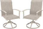 VICLLAX Patio Swivel Chairs Set of 2, Outdoor Dining Chairs with Textilene Breathable Fabric and Seat & Metal Frame Patio Sling Chairs for Backyard Deck Lawn Garden, Sandshell