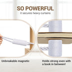 Hion Magnetic Curtain Tiebacks White 2pcs, Curtain Tiebacks Buckles Holdbacks Holders Hooks Clip for Home Bedroom Office Decorative Curtain