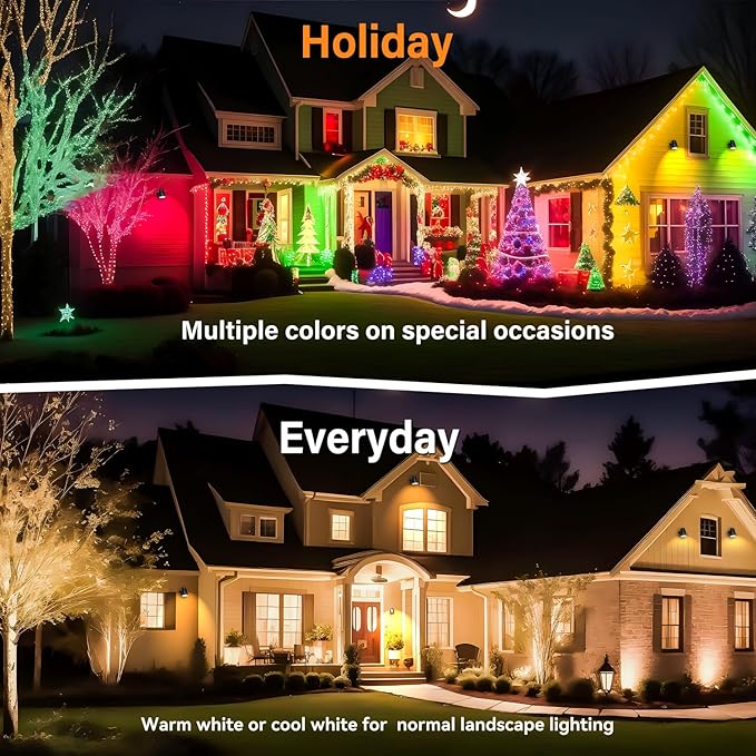 RGBW 8W LED Spotlight with Remote, 16 Color Changing Landscape Lighting for Outdoor Indoor, 120V Plug-in & 6FT Cord, Spotlight Flag Light for Garden Tree (4)