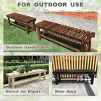 Outdoor Garden Bench, 2-Person Wood Patio Bench Weatherproof Outdoor Backless Bench, Anti-Corrosion and Anti-Rust Garden Benches for Garden Lawn Porch Park Backyard (Black,35.5''/90cm)