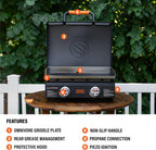 Blackstone OTG Outdoor Tabletop Griddle with Built-in Hood, Black, 22 Inch | Portable Grill Appliance for Camping, Tailgate Grilling, and On-the-Go Kitchen Cooking