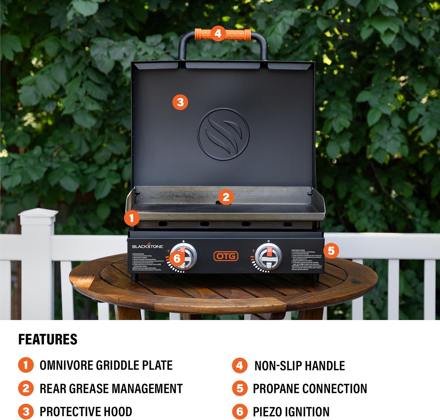 Blackstone OTG Outdoor Tabletop Griddle with Built-in Hood, Black, 22 Inch | Portable Grill Appliance for Camping, Tailgate Grilling, and On-the-Go Kitchen Cooking