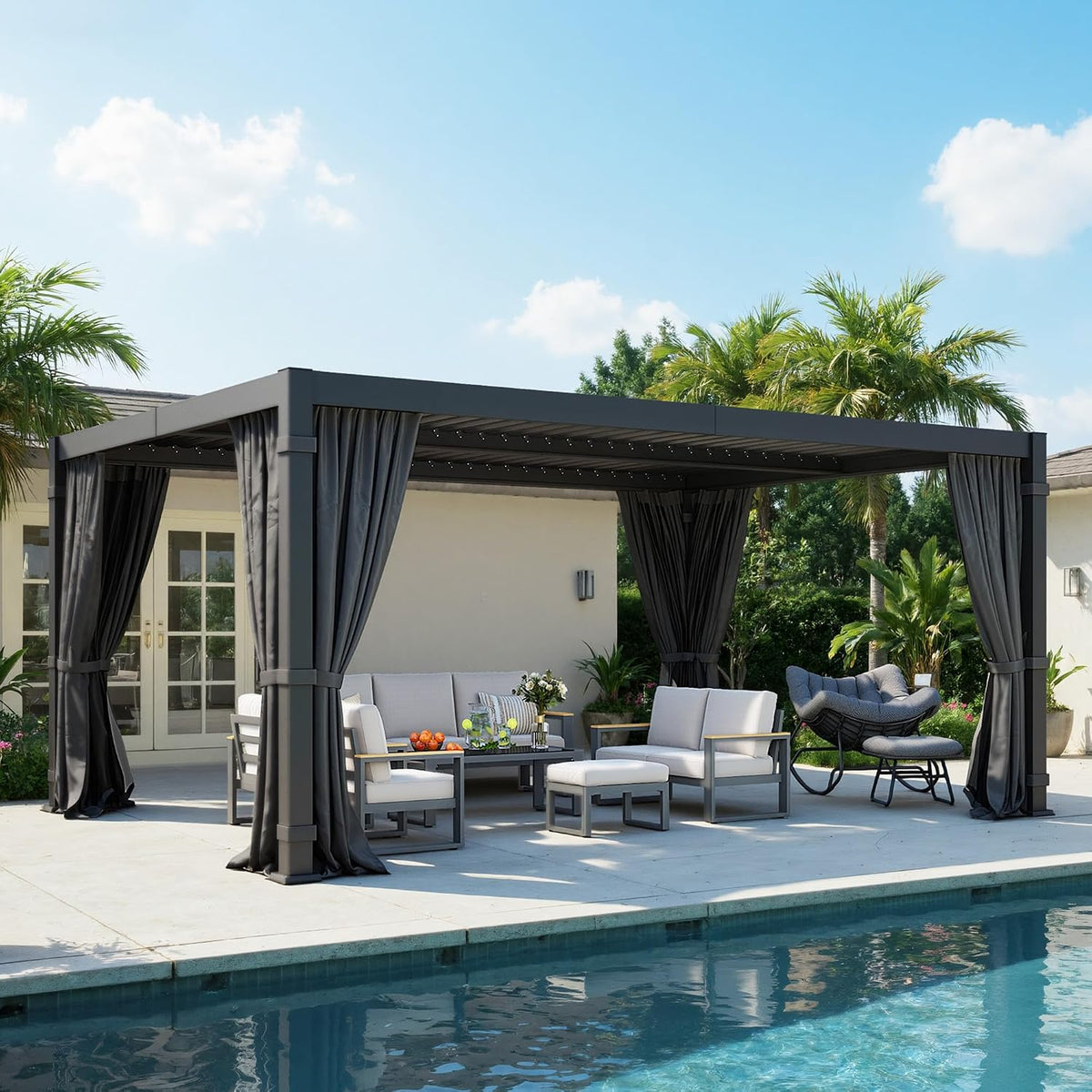 12' x 16' pergola with curtain & adjustable, main product view