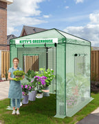 acepic 8x6 instant pop up greenhouses green/clear, front angle view