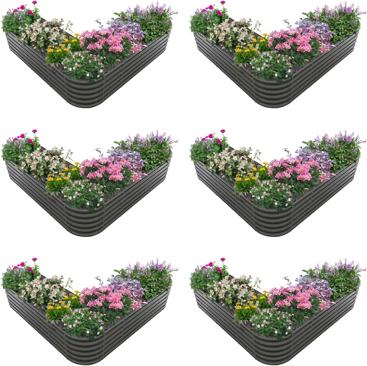 anleolife 6-bed 81x81x18in heart-shaped raised garden beds, quartz, main product view