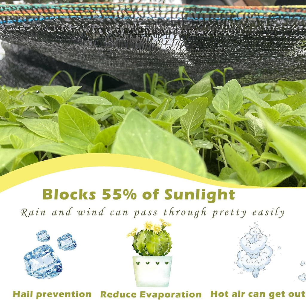 55% shade cloth for garden, black shade net, side view