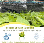 55% shade cloth for garden, black shade net, side view