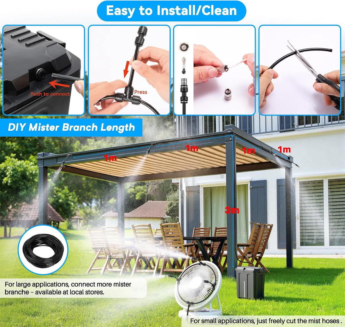 ausic portable misting system, outdoor water misters for, package contents