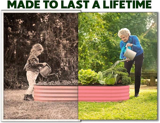 Plant & Plot Galvanized Raised Garden Beds Outdoor // 4×2×1 ft (2-Pack) Planter Raised Beds for Gardening, Vegetables, Flowers // Large Metal Garden Box (Pink) // Patented Tool-Free Design