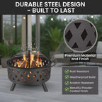 pure garden outdoor fire pit with cross weave, close-up detail