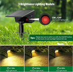 Solar Spot Lights Outdoor with 60 LED & Auto On/Off, 2 Pack Solar Lights Outdoor Waterproof IP68 with 3 Lighting Modes, 2-in-1 Solars Landscape Light for Outside, Garden, Yard(Warm White)