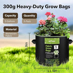 BN-LINK 5-Pack 5 Gallon Grow Bags, Heavy Duty Aeration Fabric Pots with Handles, Thickened Nonwoven Plant Bags for Vegetables, Flowers, Fruits