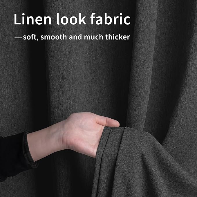 Easy-Going Linen Look Outdoor Curtains Waterproof Windproof Porch Curtains, Soft Thicken Outdoor Privacy Curtains for Patio, Gazebo, Grommet Top and Tab Bottom Drape, 1 Panel, 54x108 inch, Black