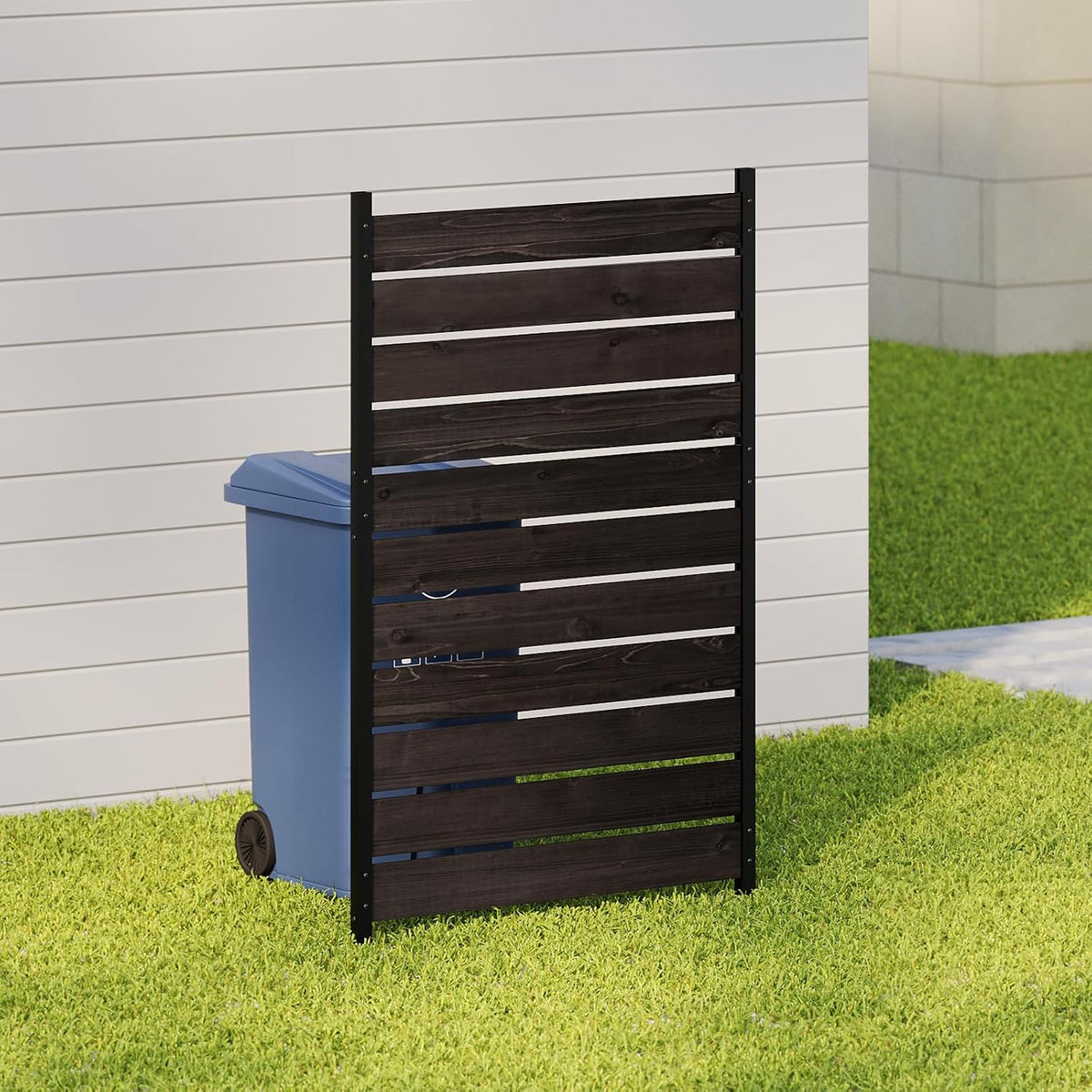 privacy screen fence, no-dig wooden patio fence 5fth×3.2ftw, main product view