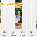 Easy-Going Outdoor Patio Curtains Detachable Tab Top Windproof Weatherproof Curtain for Cabana, Porch, Pergola and Gazebo, Tab Bottom Drape, 2 Panels, 54W x 120L inch, White
