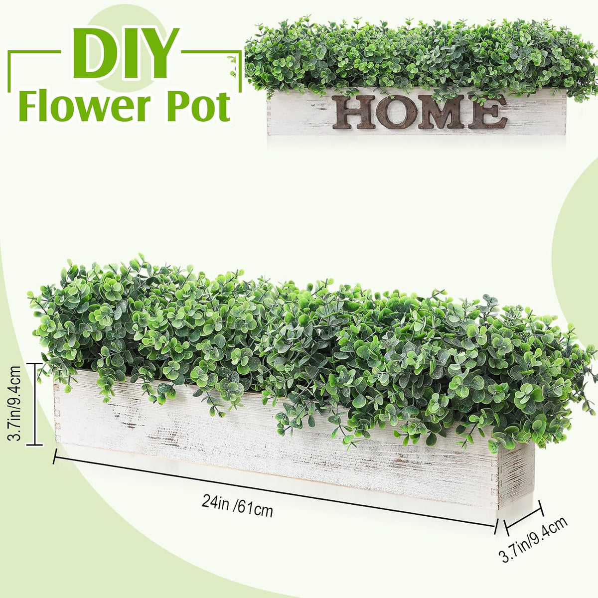lyrow 2 pack eucalyptus plant,white,24 inch,white powdered round shown in use