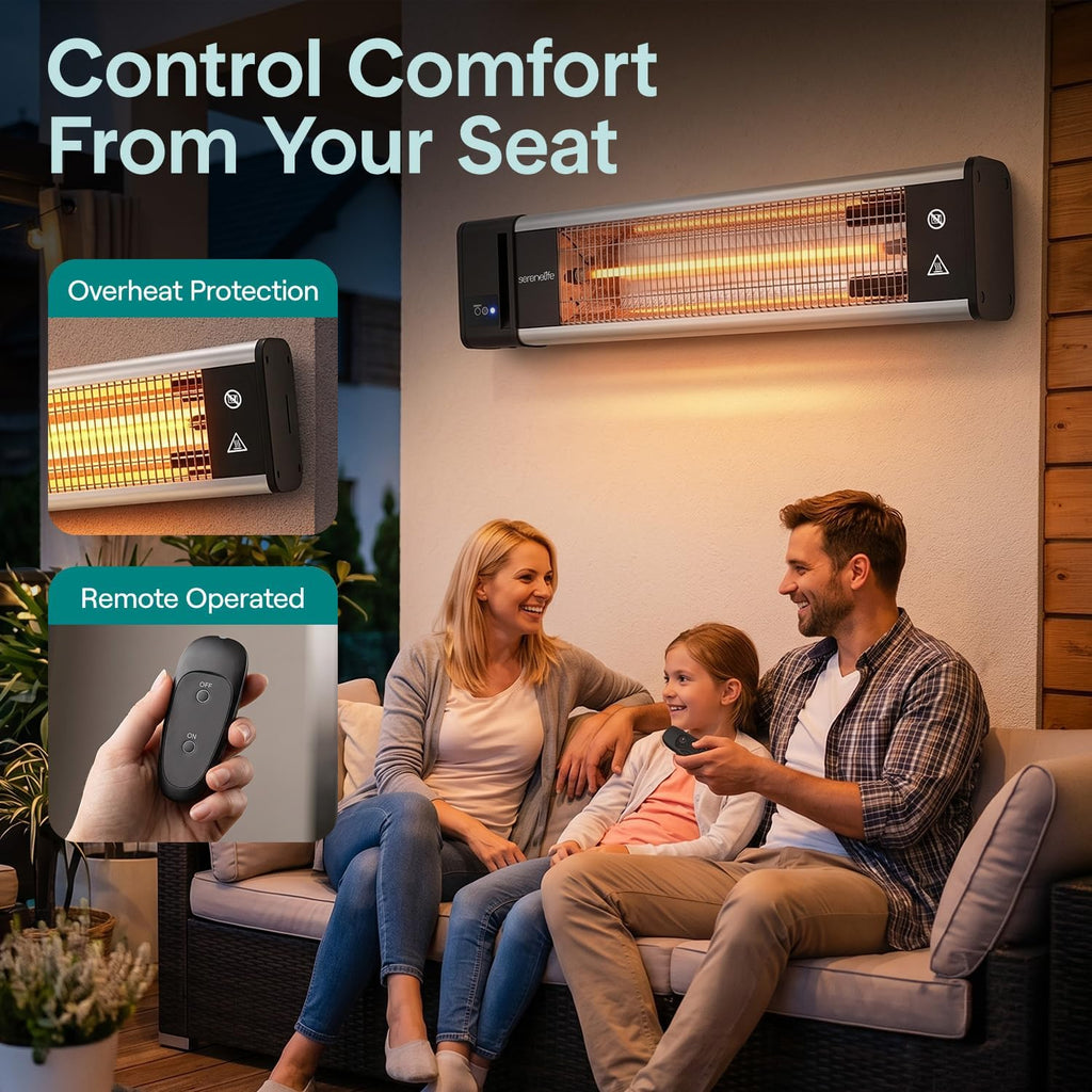 serenelife portable infrared indoor and outdoor electric space showing dimensions