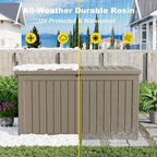 280 Gallon Outdoor Storage Box, Large Resin Deck Box for Patio Cushions, Garden Tools, Pool Accessories, Waterproof and Lockable Design, Storage Bench for Backyard & Deck(Gray)