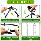 4-Pack 6FT Garden Obelisk Trellis for Climbing Plants,Adjustable 4-Tier Metal Plant Support,Rustproof Outdoor Plant Tower with 3 Decorative Tops for Roses,Tomatoes,Clematis & Vines,Black