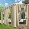 Outdoor Curtains for Patio Waterproof - 6 Panels Privacy Weatherproof Outside Curtains with Grommets for Pergola, Gazebo, Porch, Cabana, Balcony, 54 x 84 Inch, Cream