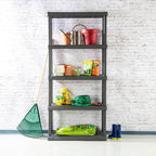 Sterilite 2-Pack 5 Shelf Unit, Heavy-Duty Shelving Storage Rack for Home and Garage, Gray - Multipurpose Plastic Organizer Shelves for Smart Organization