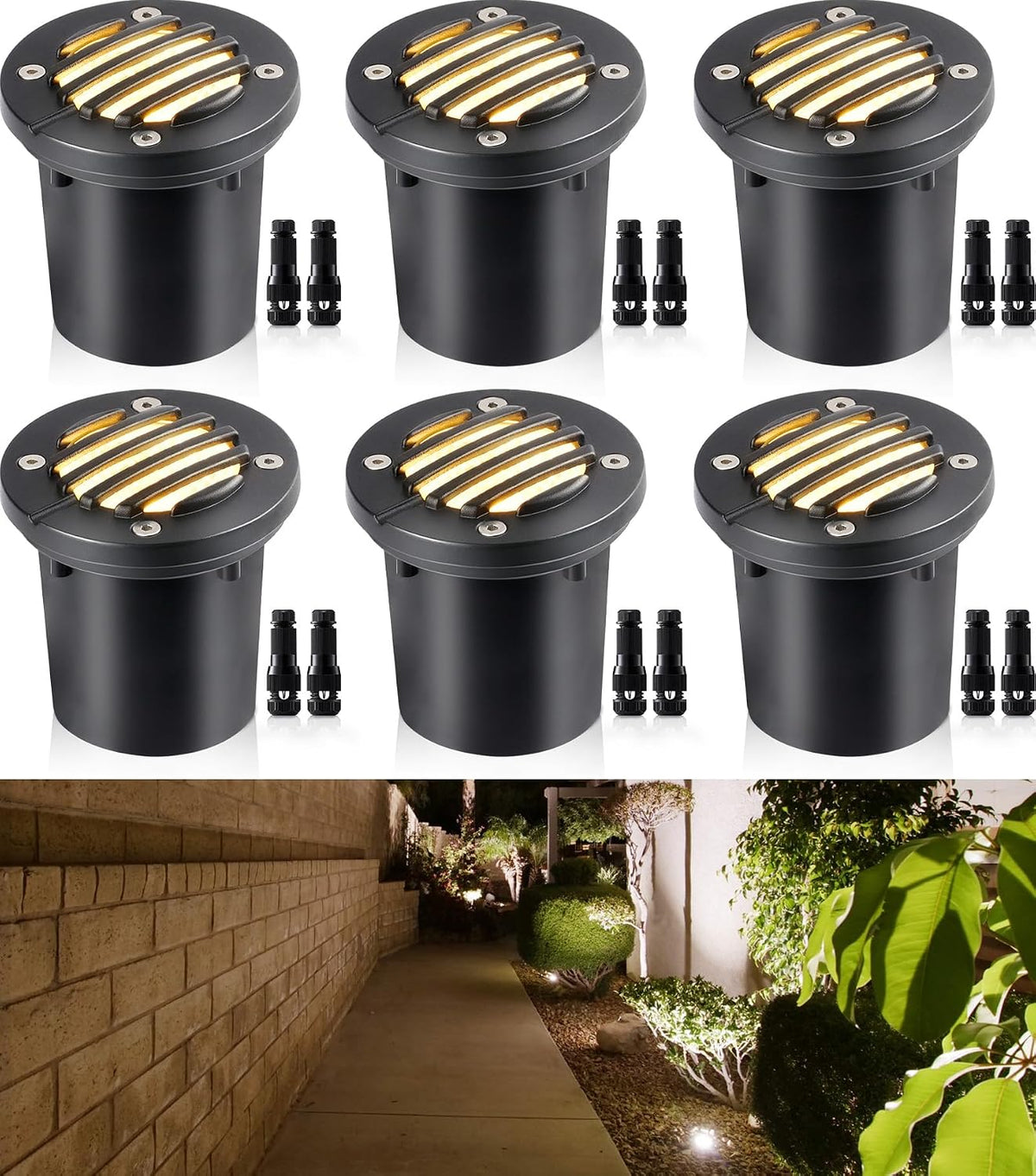 sunvie 6-pack 12w 3000k led low voltage landscape, main product view
