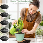 6 Inch Self Watering Pots for Indoor Plants (5-Pack) – Small Plastic Planters with Water Window, Drainage Holes & Trays, Indoor Outdoor Flower Pots for Herbs, Succulents, Home Garden Decor (Green)
