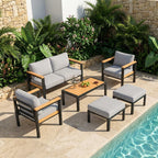 homrest aluminum outdoor furniture set, 6 pcs metal, side view