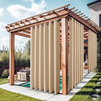 NICETOWN 2 Panels Outdoor Curtains for Patio Waterproof, Rustproof Grommet Top & Bottom Weighted Outdoor Drapes Windproof Thermal Insulated for Balcony/Cabana, Biscotti Beige, W84 x L108
