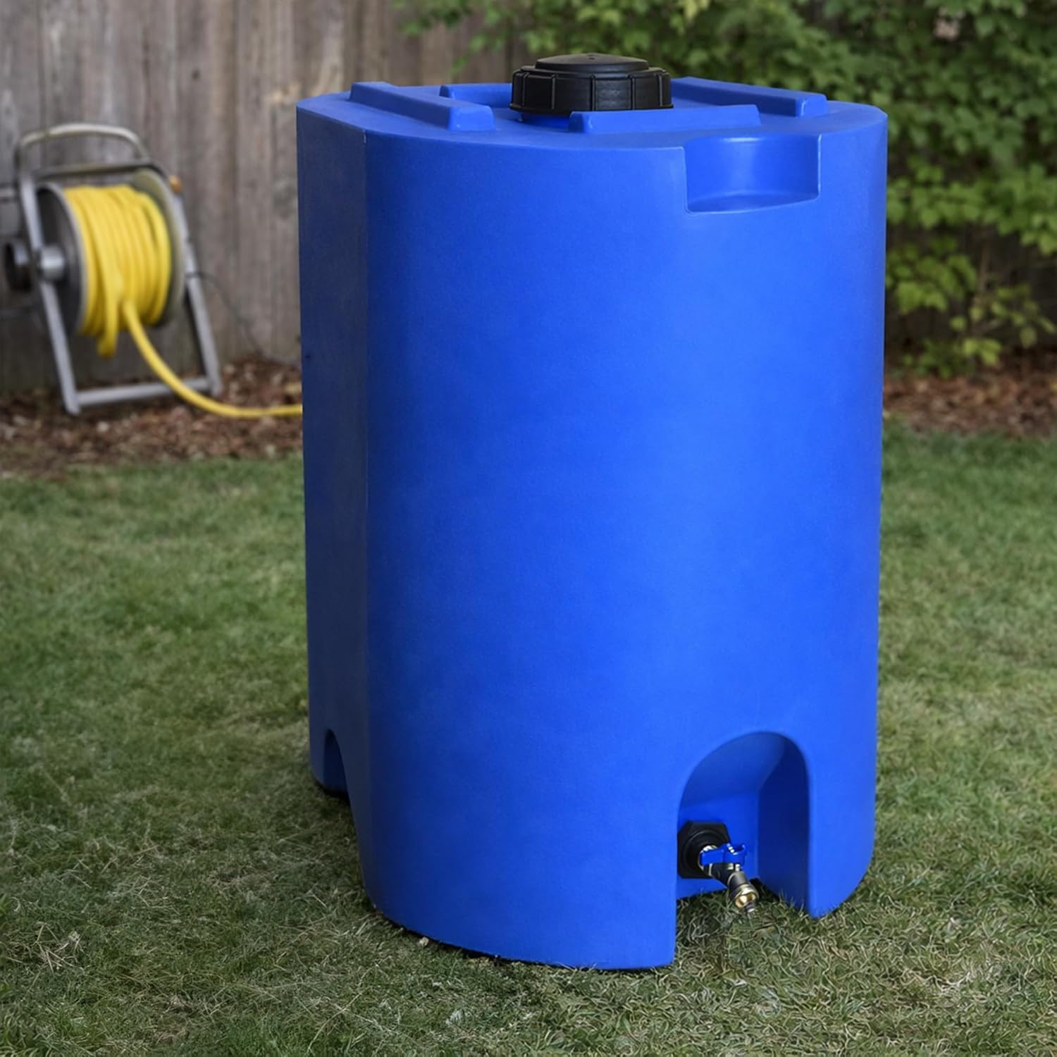 WaterPrepared 55 Gallon Unique Stackable Utility Water Tank, Blue | Emergency Water Storage Tank with Large Cap and Spigot for Easy Filling, Fits Through Standard Doorway