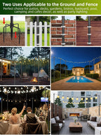 String Light Poles for Outside, 6 Pack 10 ft Adjustable Light Poles | Heavy Duty, Weather Resistant, 5 Prong Stable Base, Ground & Fence Mount, Fence Clips Included, For Patio Garden Porch Decor