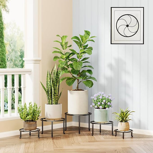 5 Pack Metal Plant Stands Anti-Rust Iron Heavy Duty Potted Holder for Flower Pot Indoor Outdoor Decoration Small Plant Holders for Home Garden