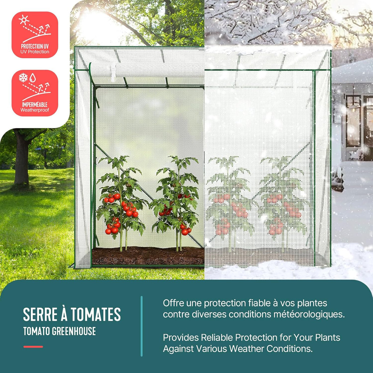 vounot® garden greenhouse tomato grow house with roll-up shown in use