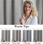 H.VERSAILTEX Primitive Linen Curtains 100% Blackout Curtain Drapes Burlap Curtains with White Thermal Insulated Liner, Grommet Top Drapes Living Room/Bedroom (2 Panels, 42 x 84 Inch, Dove Gray)
