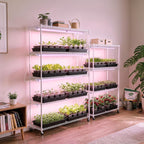 Barrina 4FT T8 Plant Grow Light, 42W Full Spectrum LED Growing Lamp, 6 Pack | 252W(6x42W), V-Shaped Reflector, On/Off Switch, Linkable LED Grow Light for Indoor Plants, Greenhouse, Shelf, Pinkish White